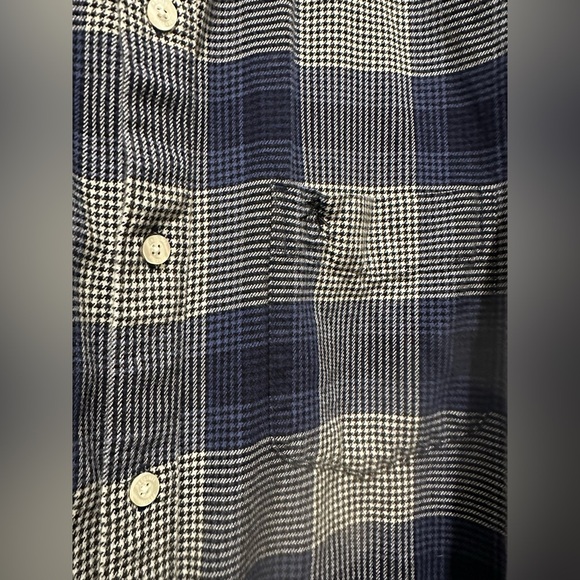 PENGUIN XXL Navy Blue White Plaid Flannel Button Down Shirt R $98 - Picture 4 of 10